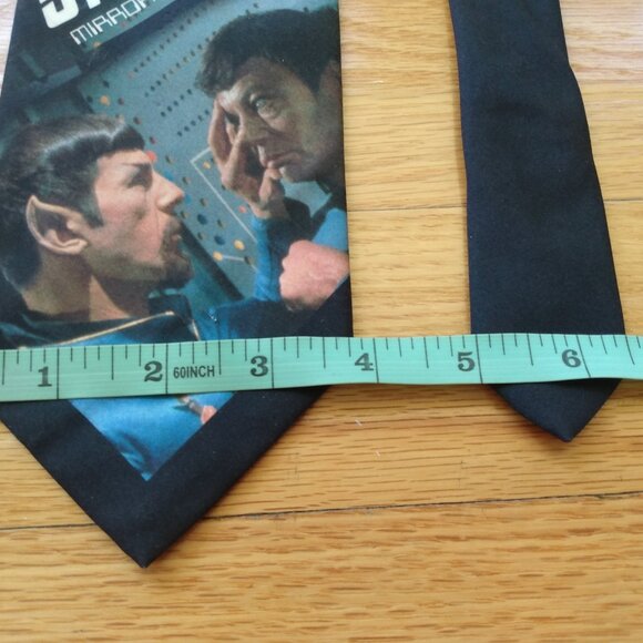 Vintage 90s Star Trek Tie Necktie Ralph Marlin Spock Captain Kirk Bones Uhura - Picture 9 of 14
